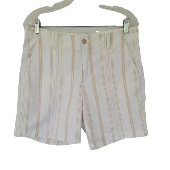 Gap Girlfriend Chino Shorts Striped Womens Size 8 Ivory Tan Cotton Blend - Picture 1 of 9
